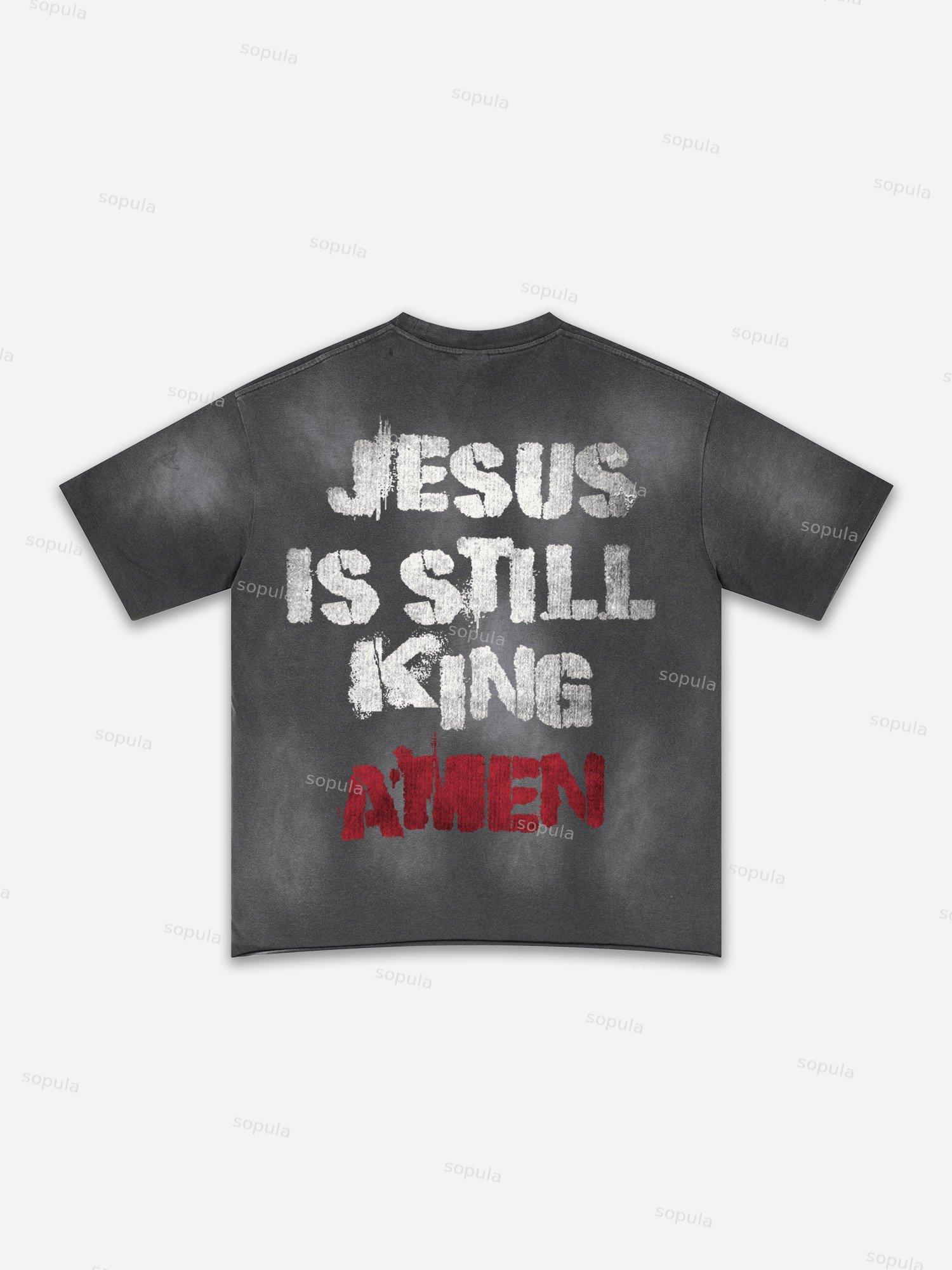 Lips Graphic Print Washed T-shirt Product Image