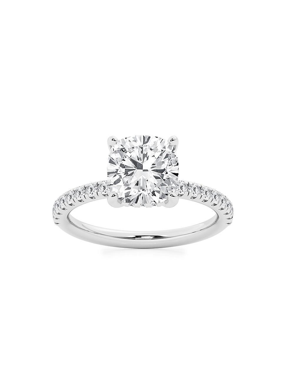 Womens 14K White Gold & Cushion-Cut Lab-Grown Diamond Hidden Halo Ring/0.80-3.41 TCW Product Image
