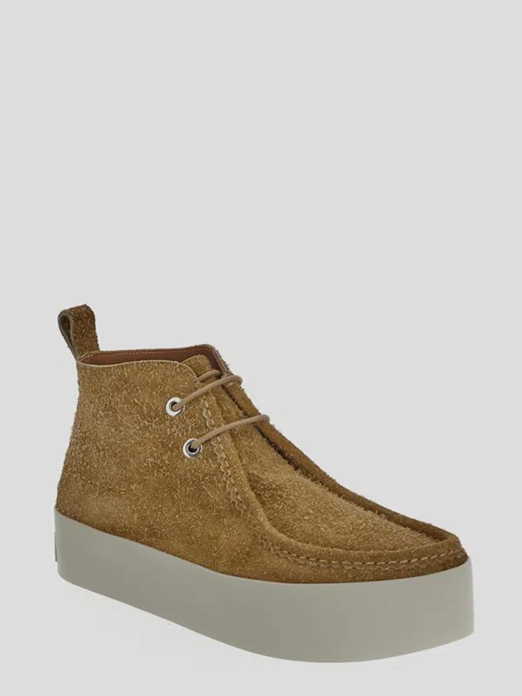 ETRO Lace-up Suede Platform Shoes In Beige Product Image