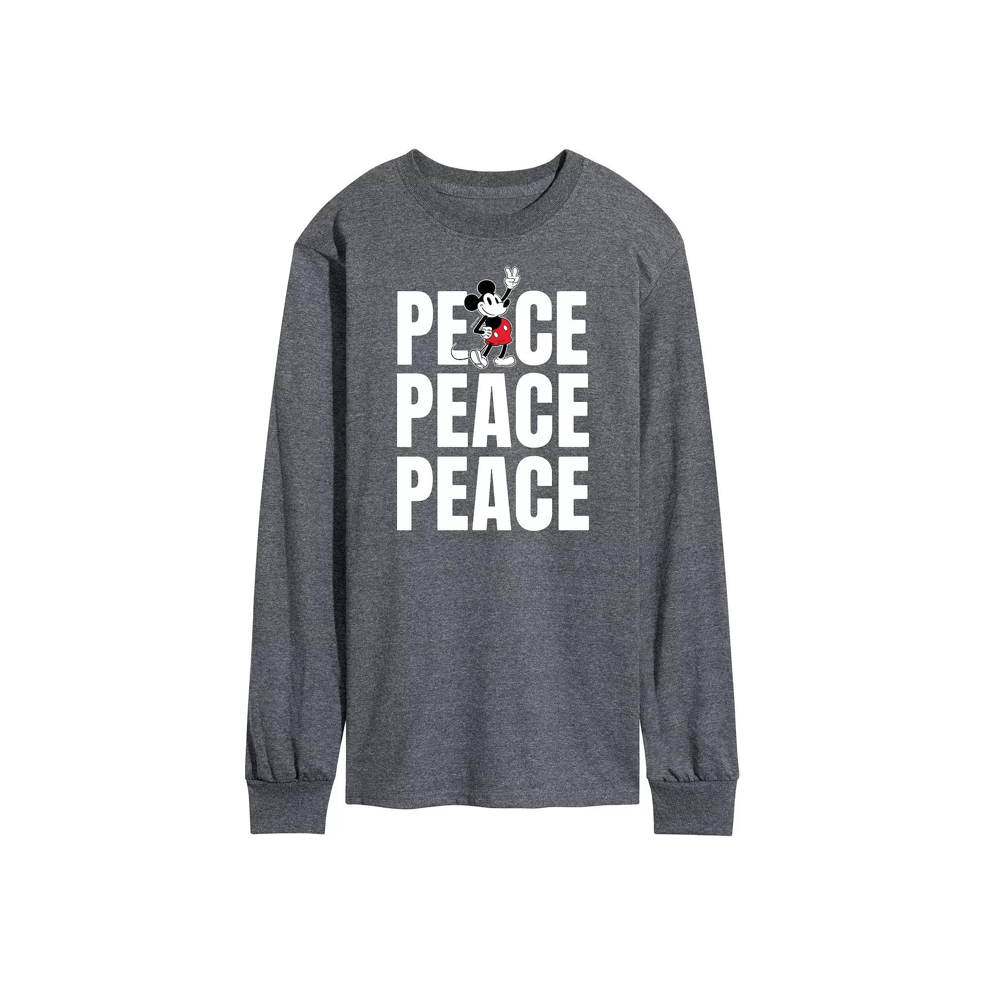 Disneys Mickey Mouse Mens Peace Long Sleeve Graphic Tee Product Image