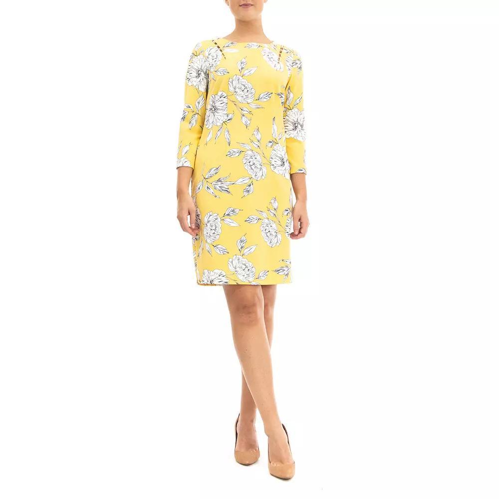 Women's Nina Leonard Slit Detail Sheath Dress, Size: XL, Yellow Team Product Image