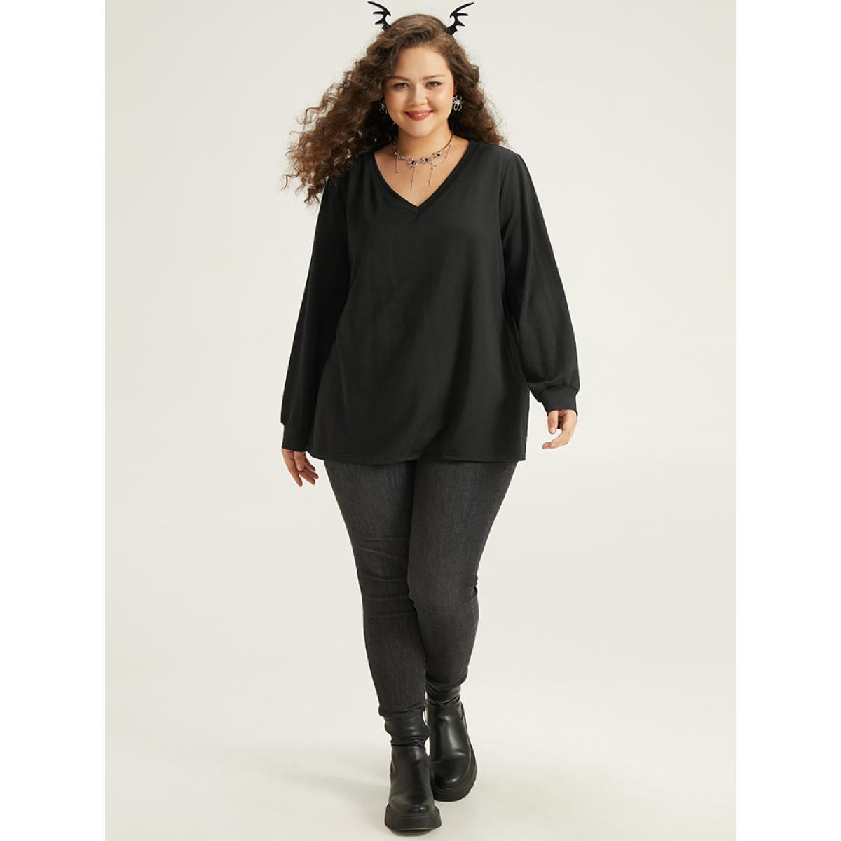 Plus Size Supersoft Essentials Plain Button Up Elastic Cuffs Cardigan Indigo Women Casual Loose Long Sleeve Everyday Cardigans BloomChic 10/M Product Image