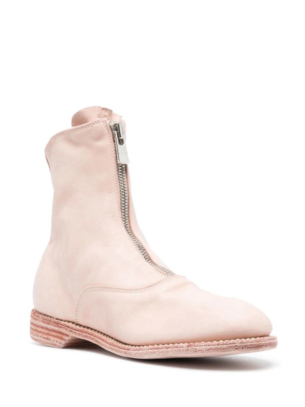 GUIDI Zip-up 25mm Heeled Boots In Pink Product Image