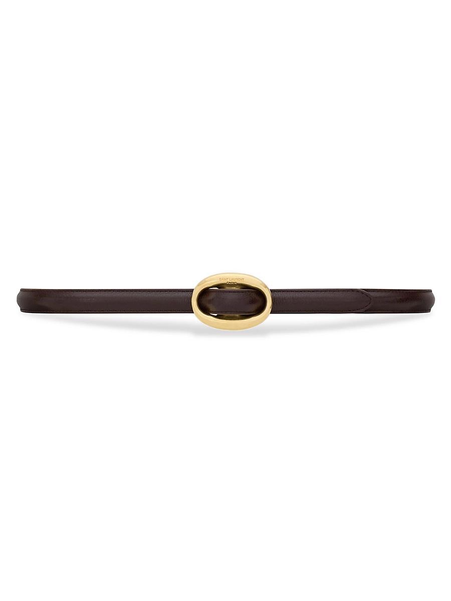 Womens Oval Buckle Thin Belt in Smooth Leather Product Image