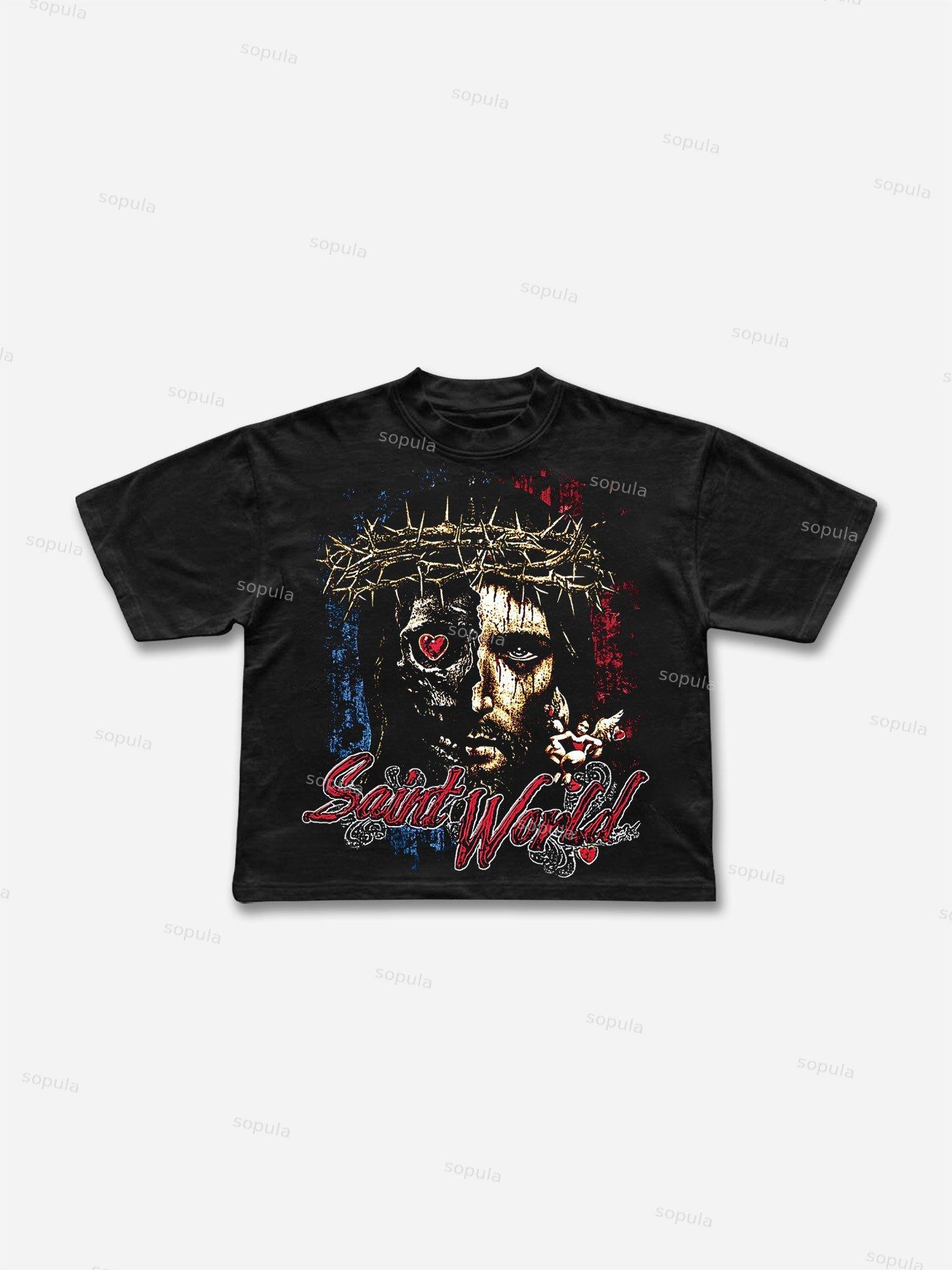 Saint Worlds Jesus Vintage Graphic Cropped T-shirt Product Image