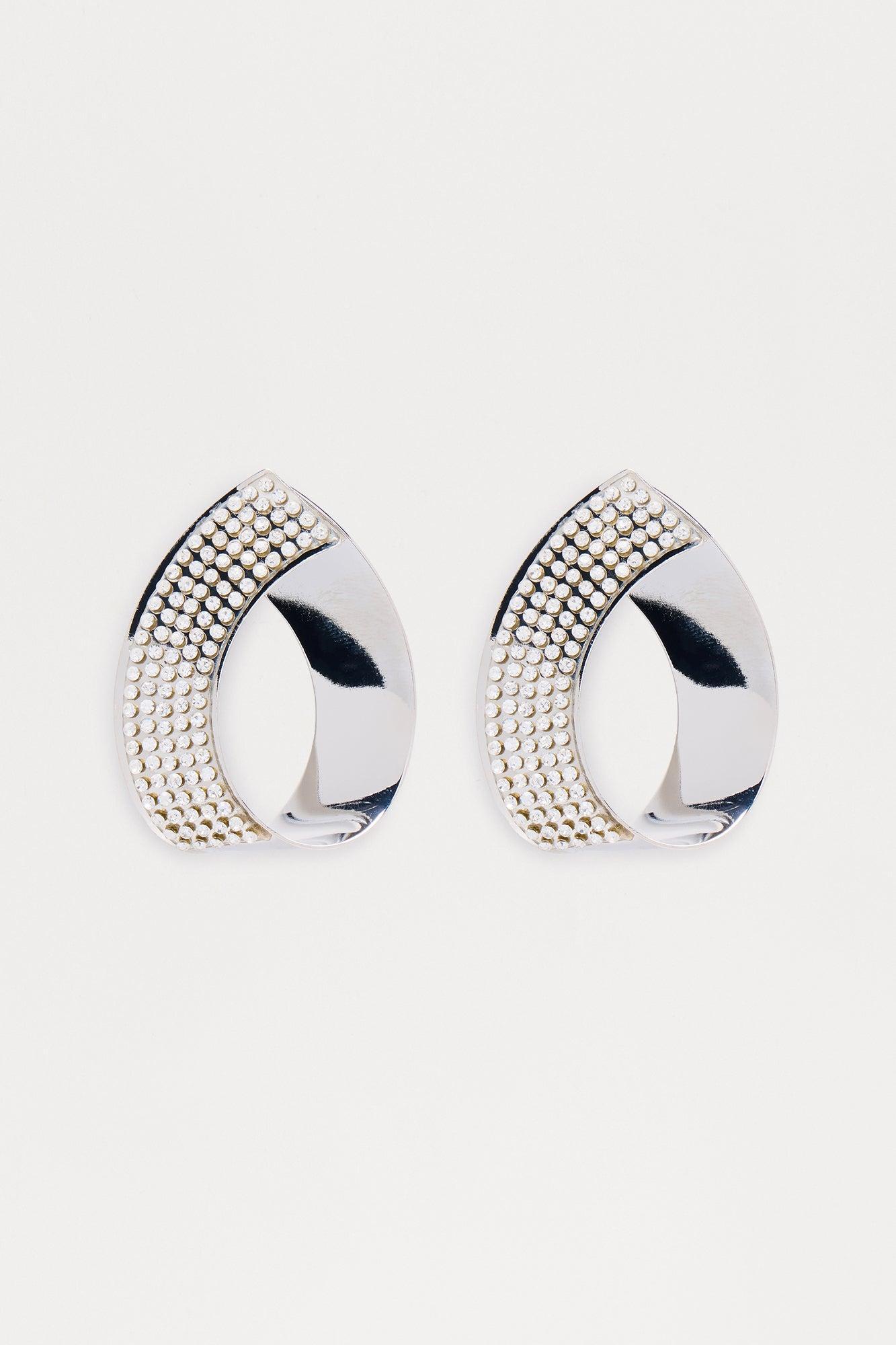 Always Cute And Classy Oval Rhinestone Drop Earrings - Silver Female Product Image