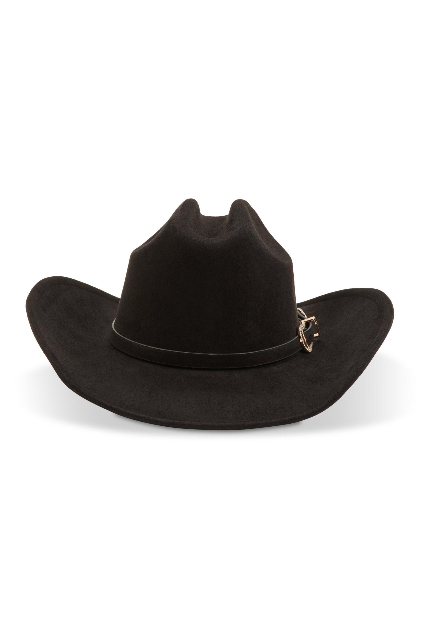 Womens Rhinestone Buckle Faux Suede Cowboy Hat Product Image