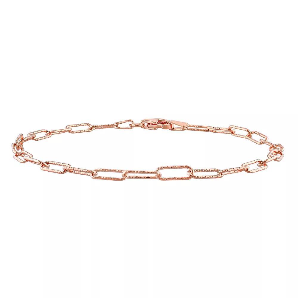 Stella Grace Sterling Silver Fancy Paper Clip Link Chain Bracelet, Womens Rose Gold Tone Product Image