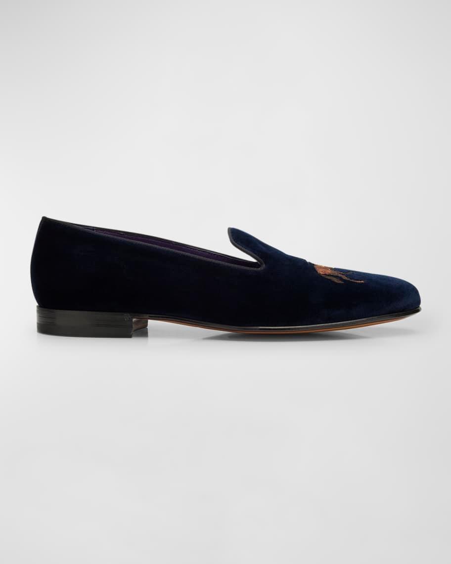 Men's Alonzo Embroidered Velvet Slippers Product Image