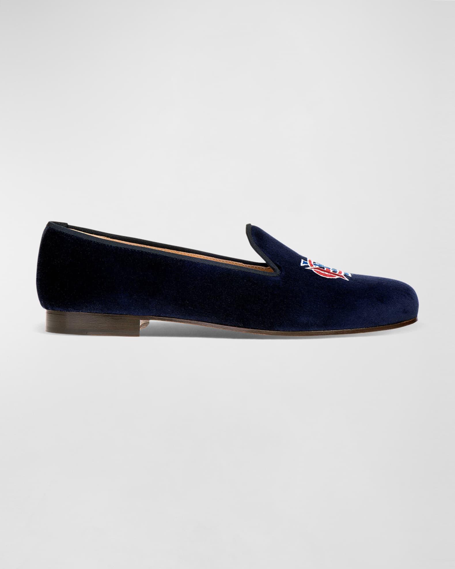 Men's Alonzo Embroidered Velvet Slippers Product Image