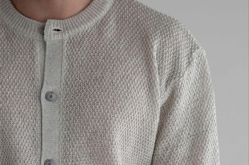 Short-Sleeve Button-Up Knit Top Product Image