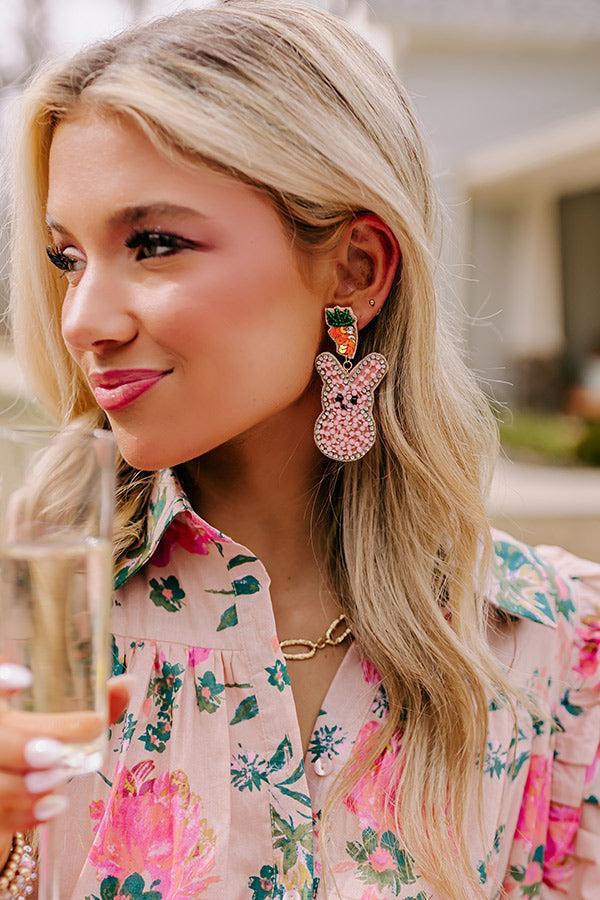 Love Everybunny Beaded Earrings In Pink Product Image