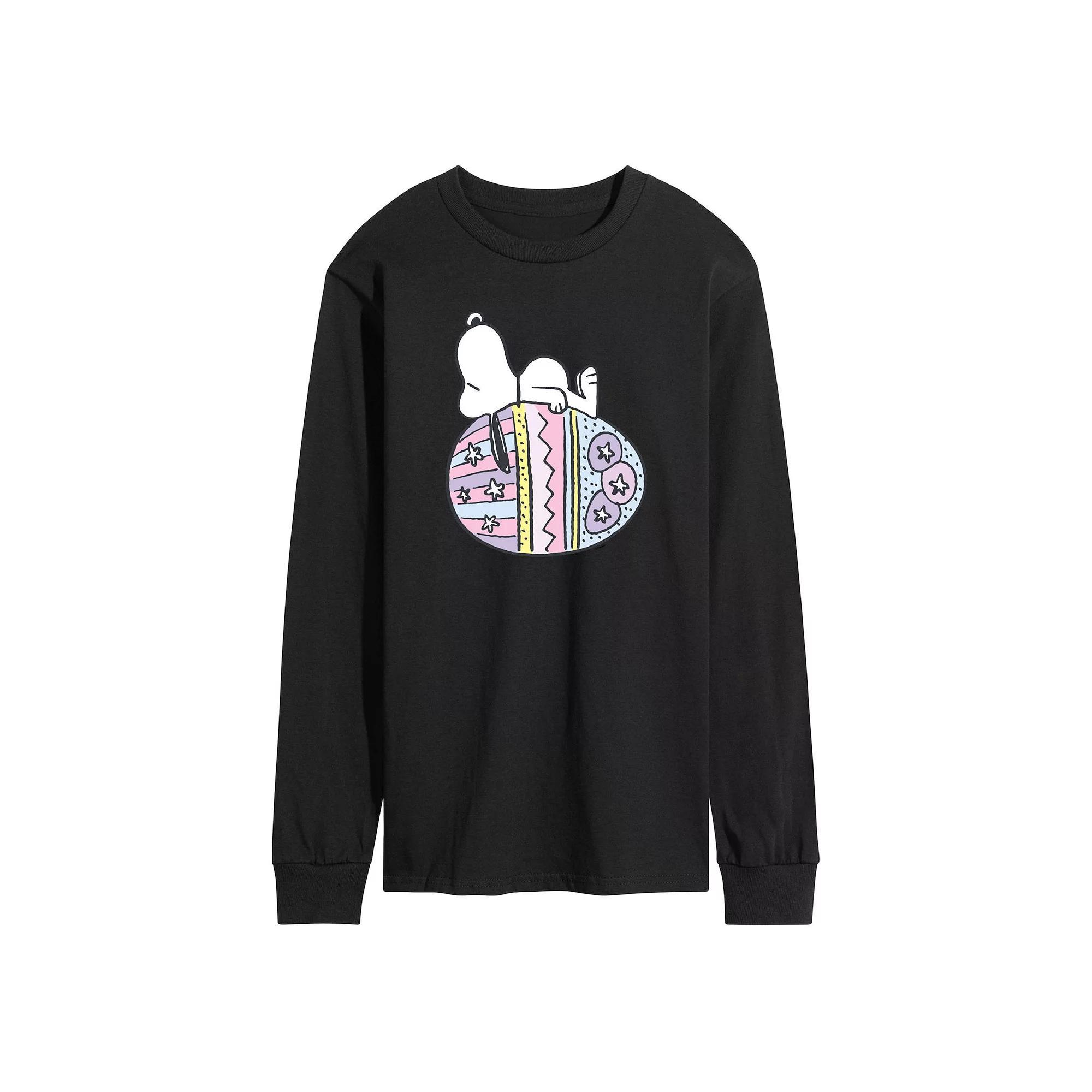 Mens Peanuts Snoopy Easter Egg Long Sleeve Graphic Tee Blue Product Image