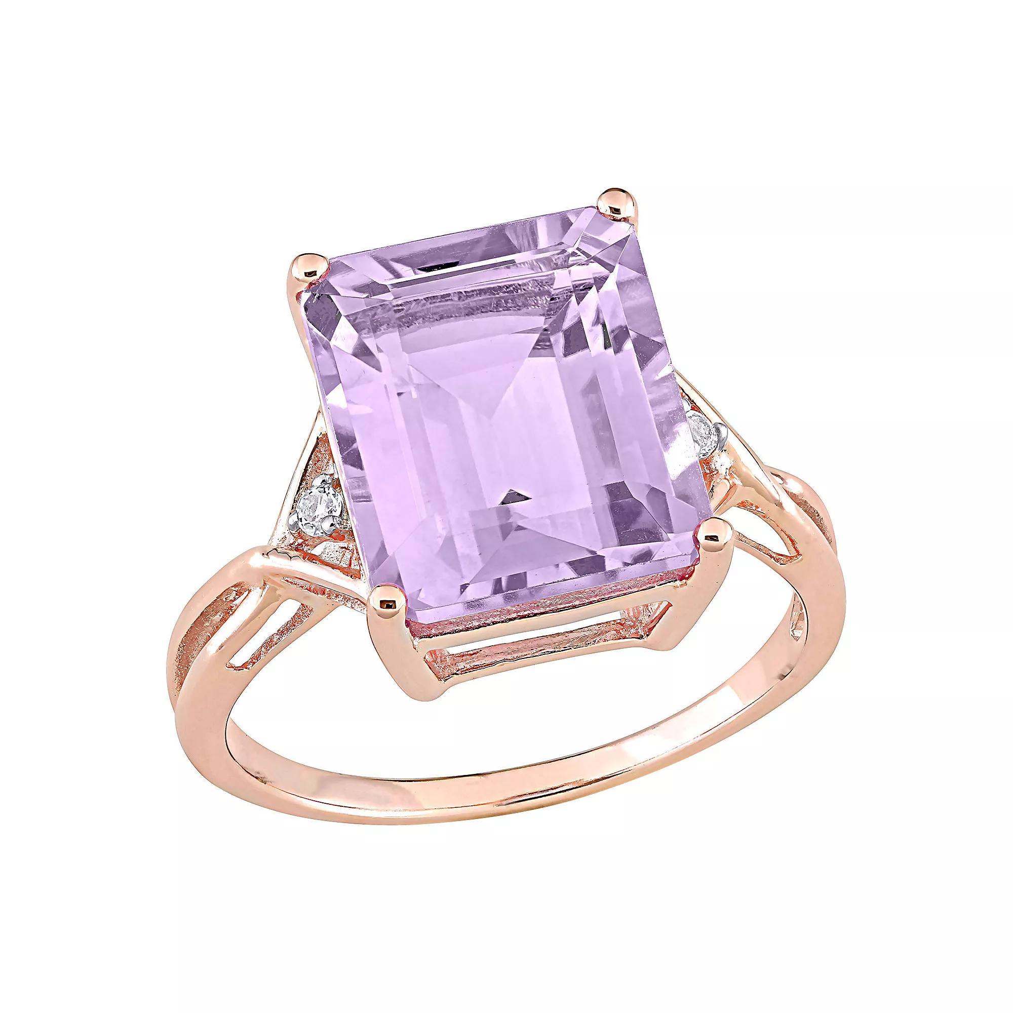 Stella Grace 18k Rose Gold Over Silver Rose de France Amethyst & White Topaz Cocktail Ring, Women's, Pink Tone Product Image