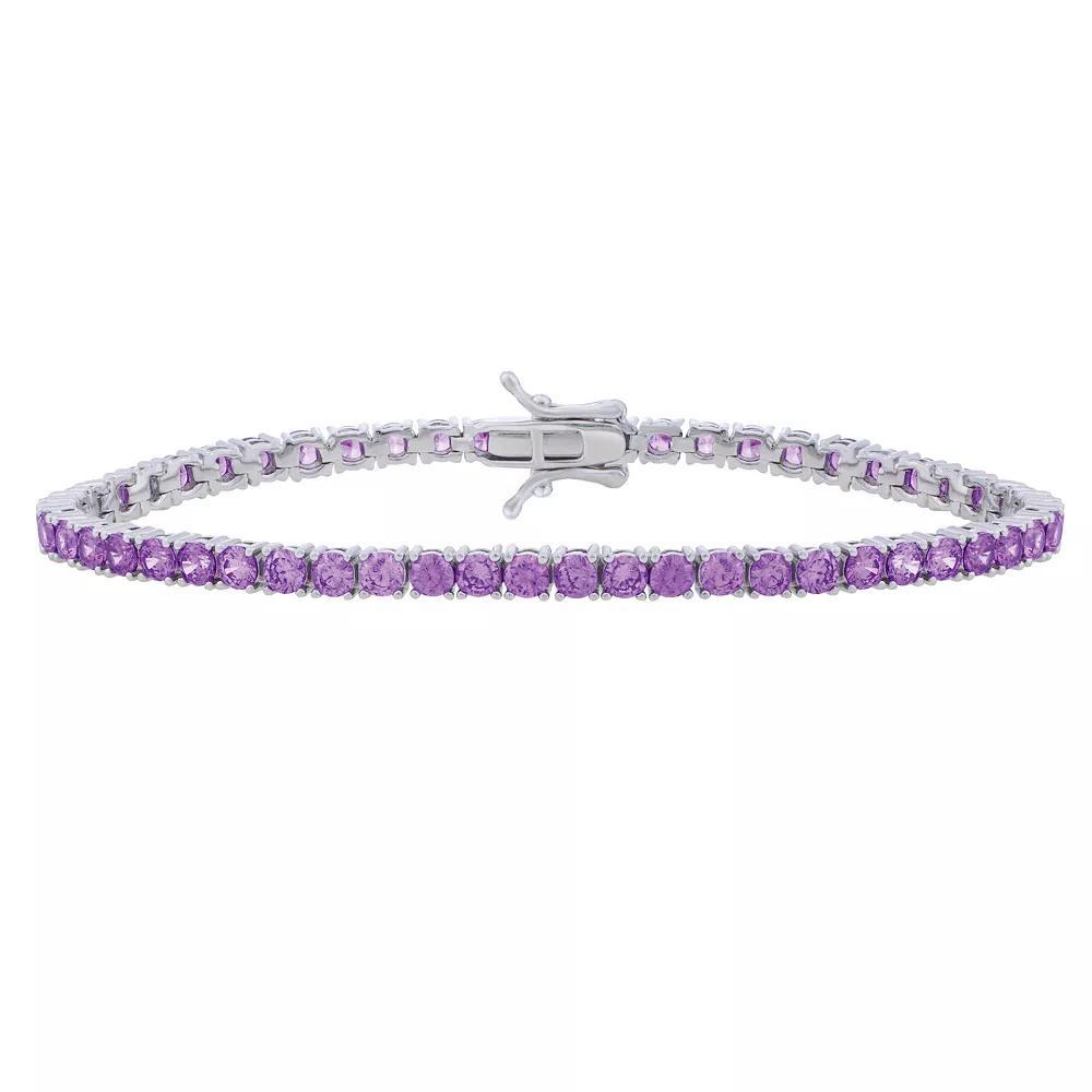 Sterling Silver Amethyst Tennis Bracelet, Women's, Size: 7" Product Image