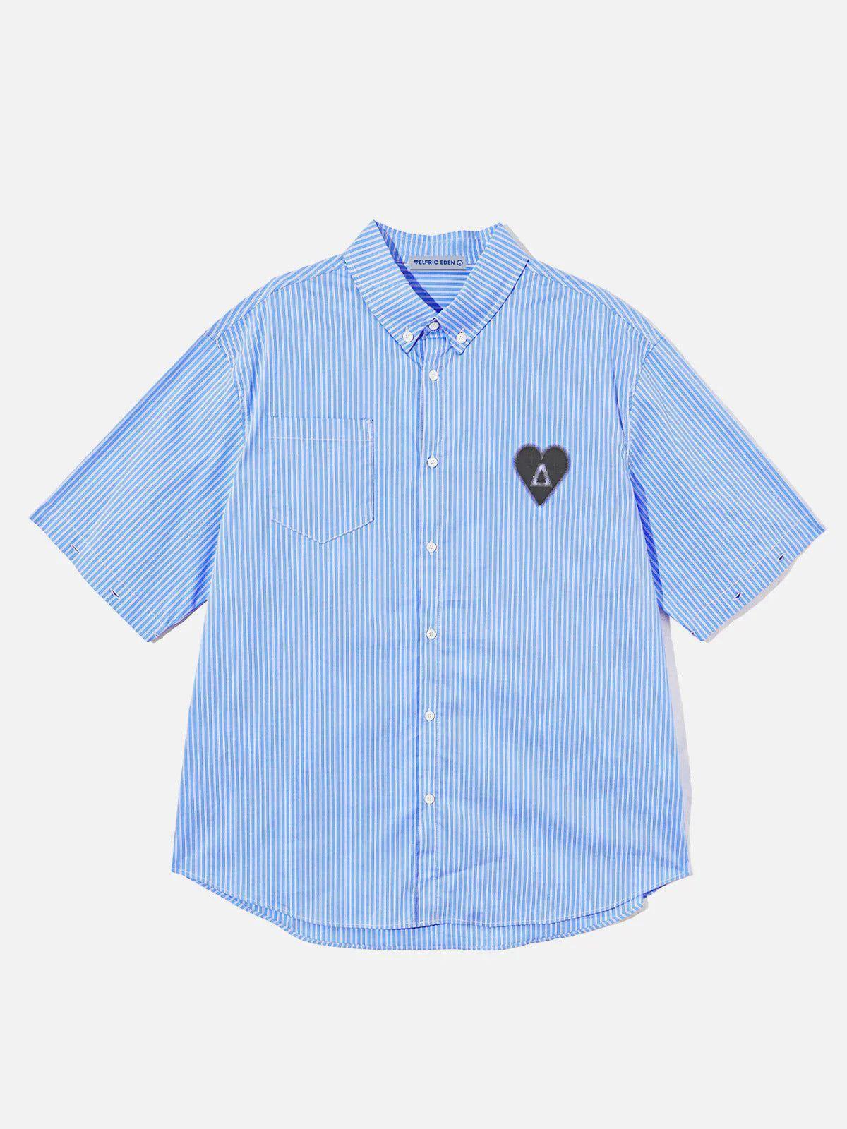 City Of Love Detachable Sleeve Stripe Long Sleeve Shirt Product Image
