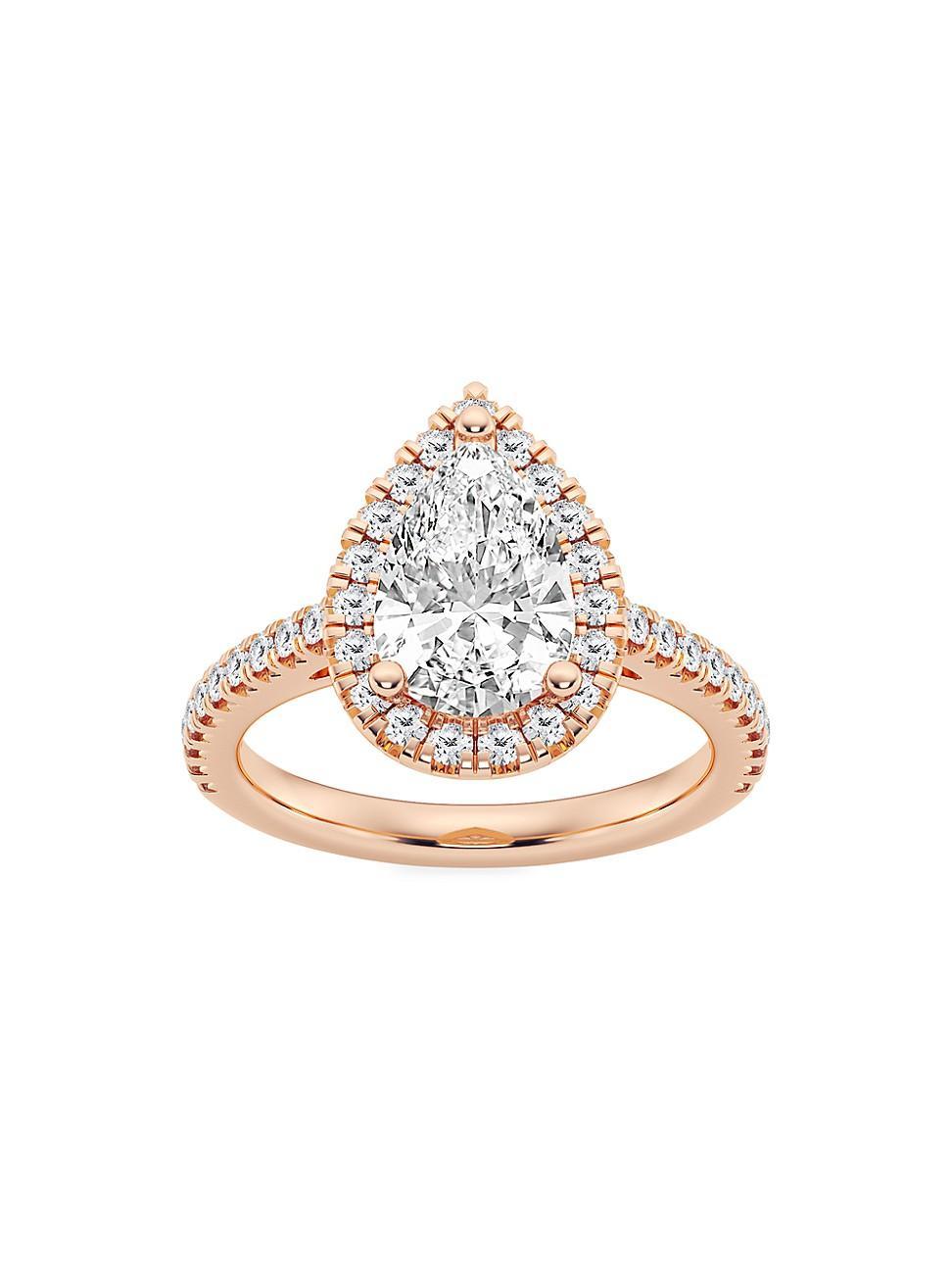 Womens 14K Rose Gold & Pear-Cut Lab-Grown Diamond Halo Ring/1.30-3.60 TCW Product Image