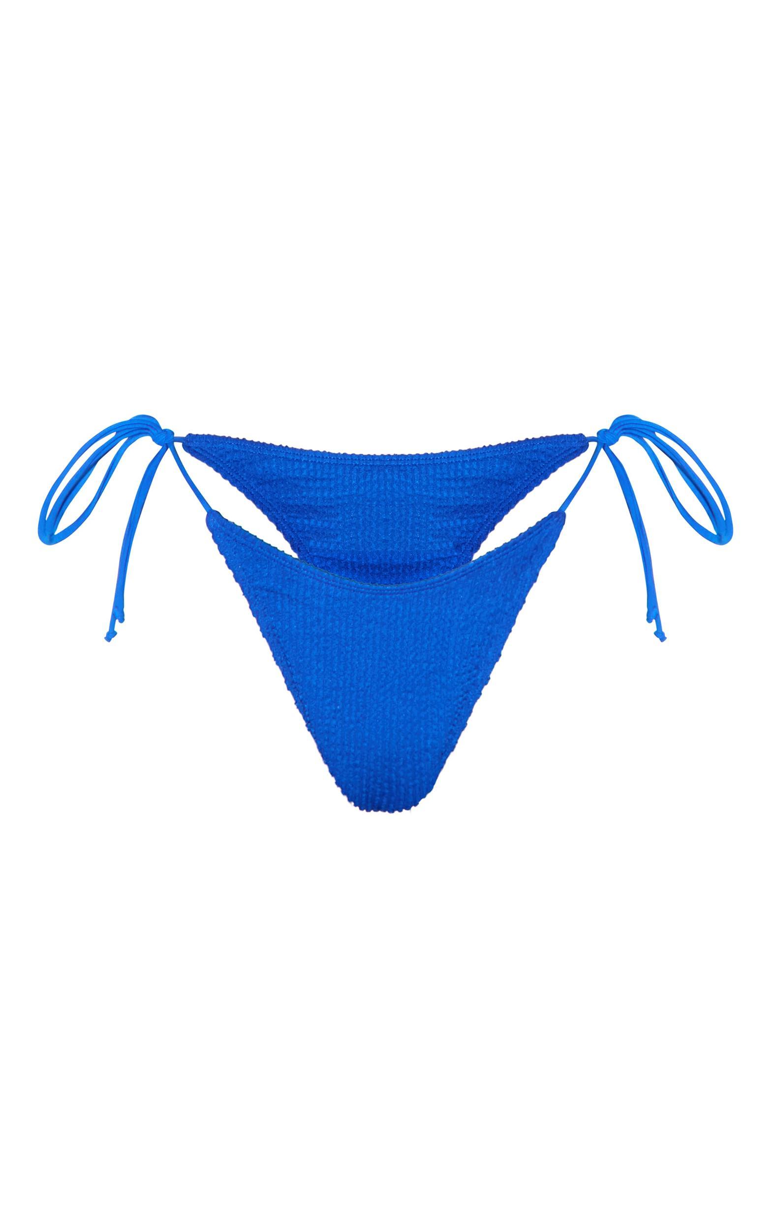 Royal Blue Crinkle Tie Bikini Bottoms Product Image