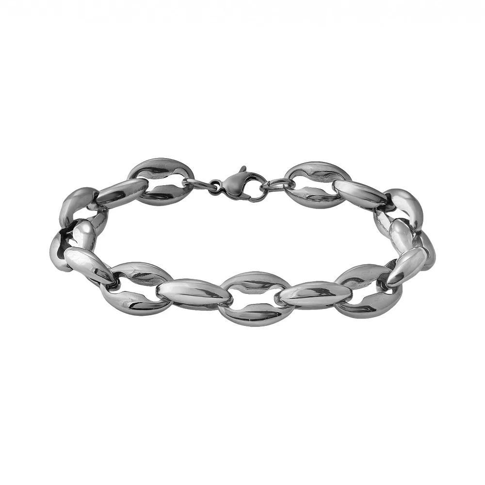 Stainless Steel Anchor Bracelet - Men, Men's, Size: 9", Grey Product Image