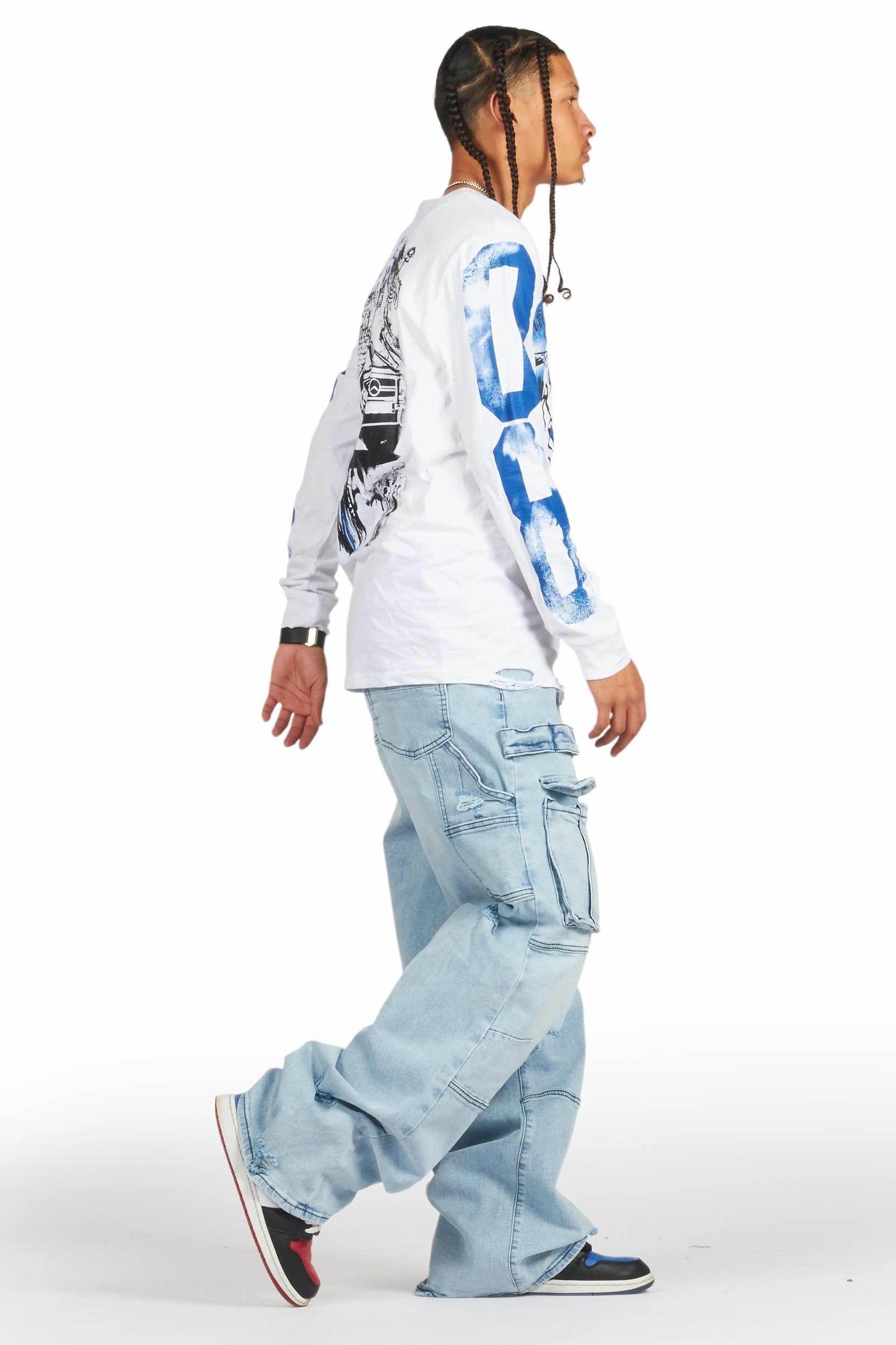 Grill White Long Sleeve Graphic T-Shirt Male Product Image