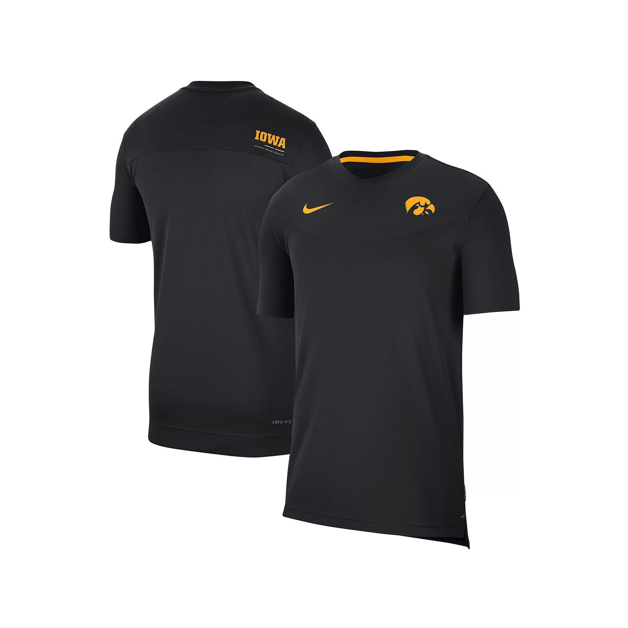Men's Nike Black Iowa Hawkeyes 2022 Coaches UV Performance T-Shirt, Size: Small Product Image