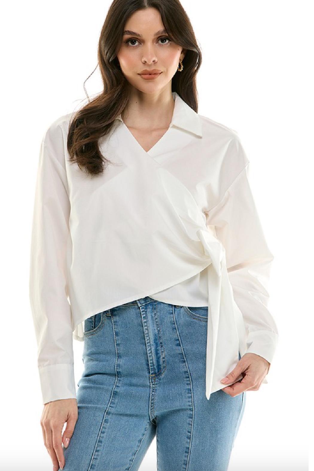 Asymmetrical Wrap Blouse Product Image