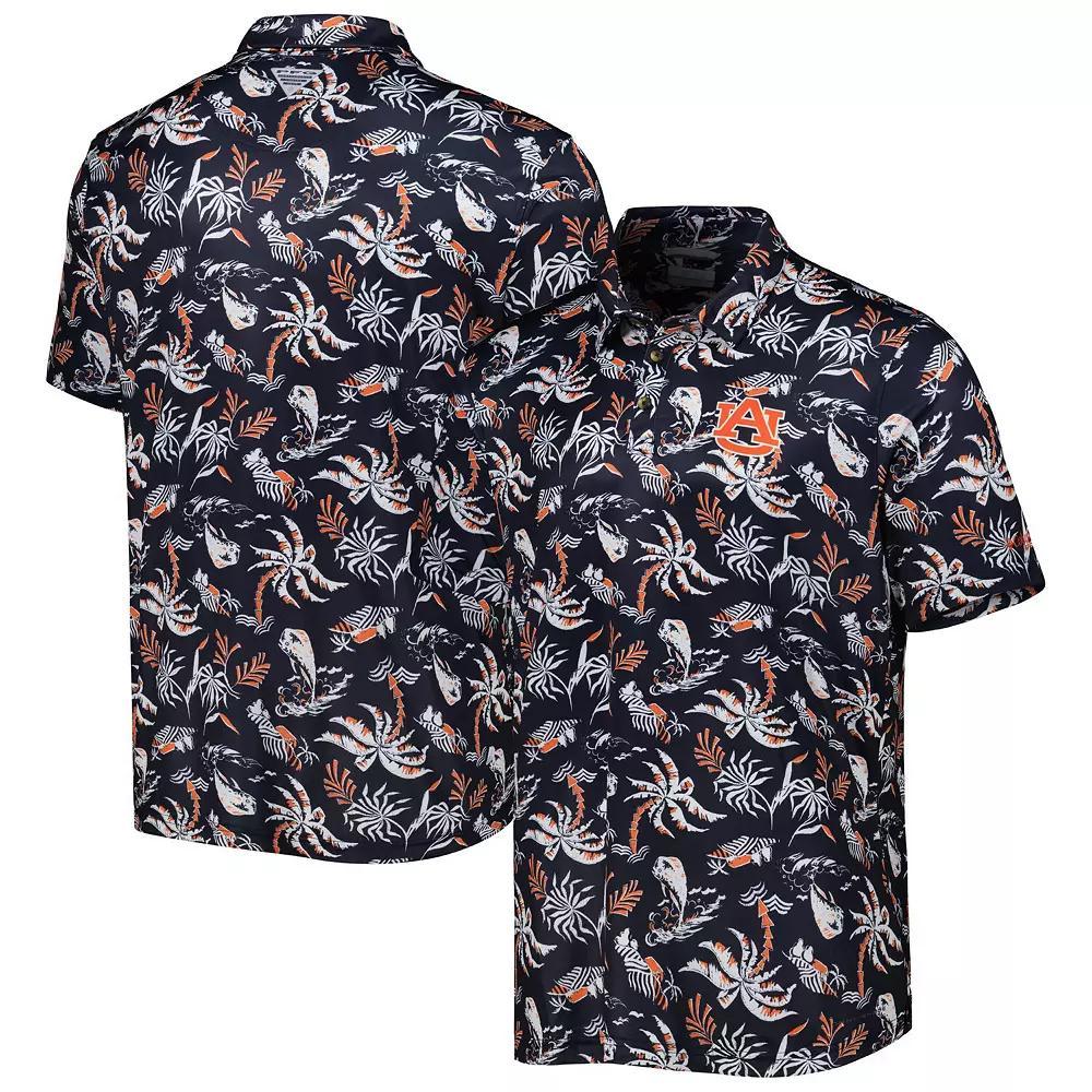Men's Columbia Navy Auburn Tigers Super Terminal Tackle Omni-Shade Polo, Size: Large, Blue Product Image