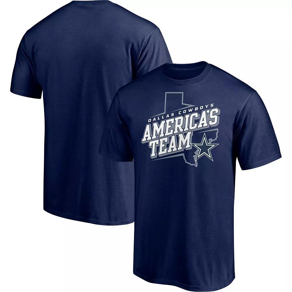 Men's Majestic Navy Dallas Cowboys Hometown Collection State Shape T-Shirt, Size: Small, Blue Product Image