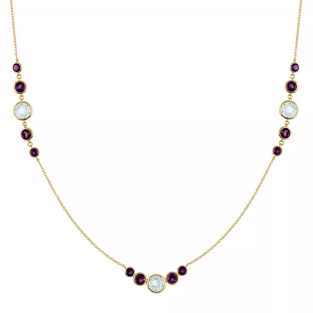 Tiara 14k Gold Blue Topaz & Amethyst Station Necklace, Women's, Size: 18", Yellow Product Image