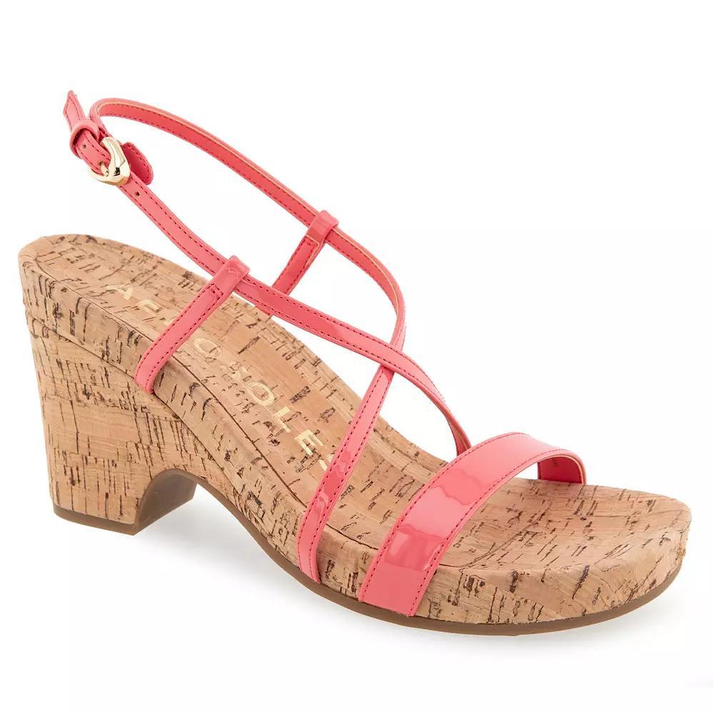 Aerosoles Miles Womens Strappy Wedge Sandals Pink Patent Product Image