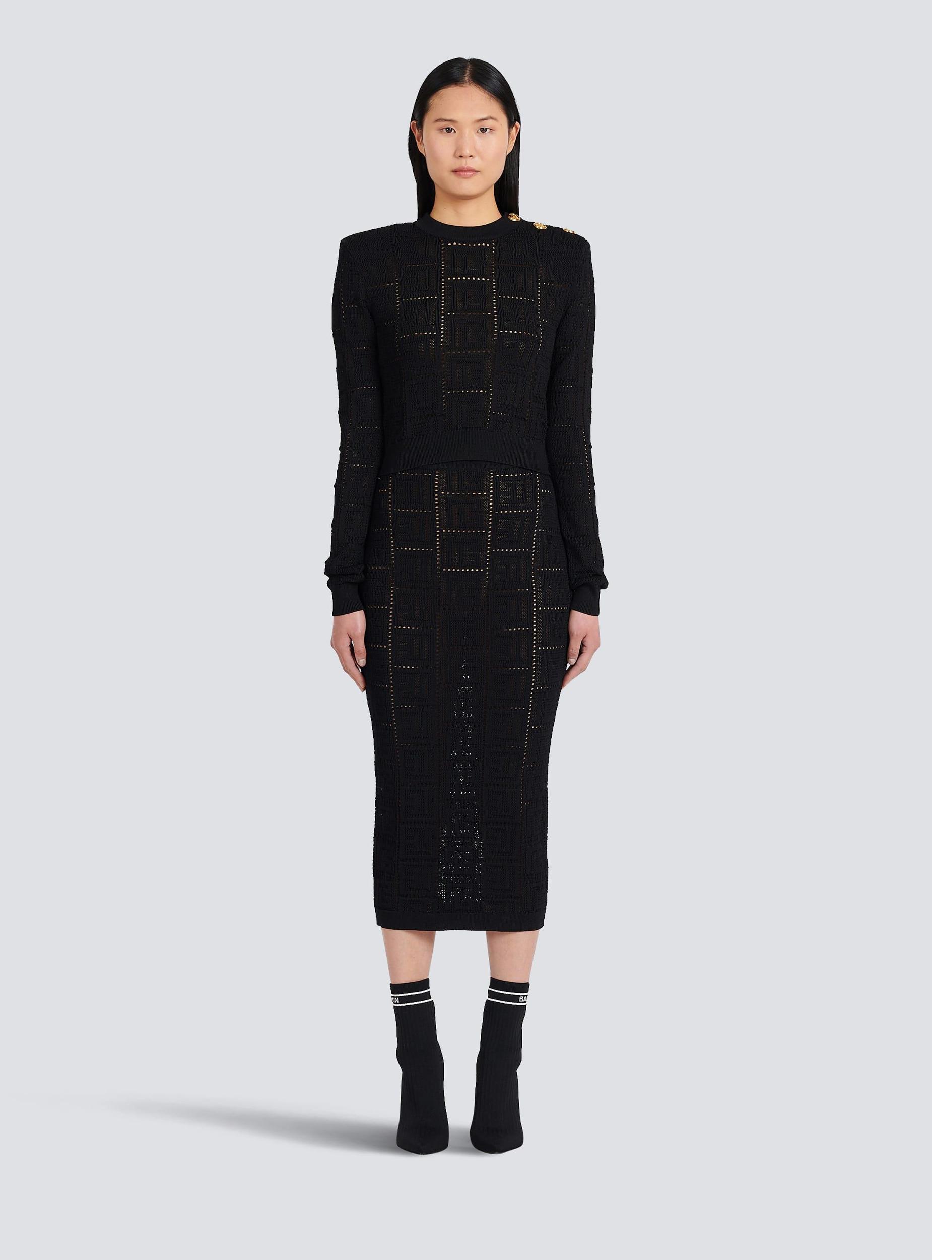 Cropped eco-designed sweater with Balmain monogram Product Image