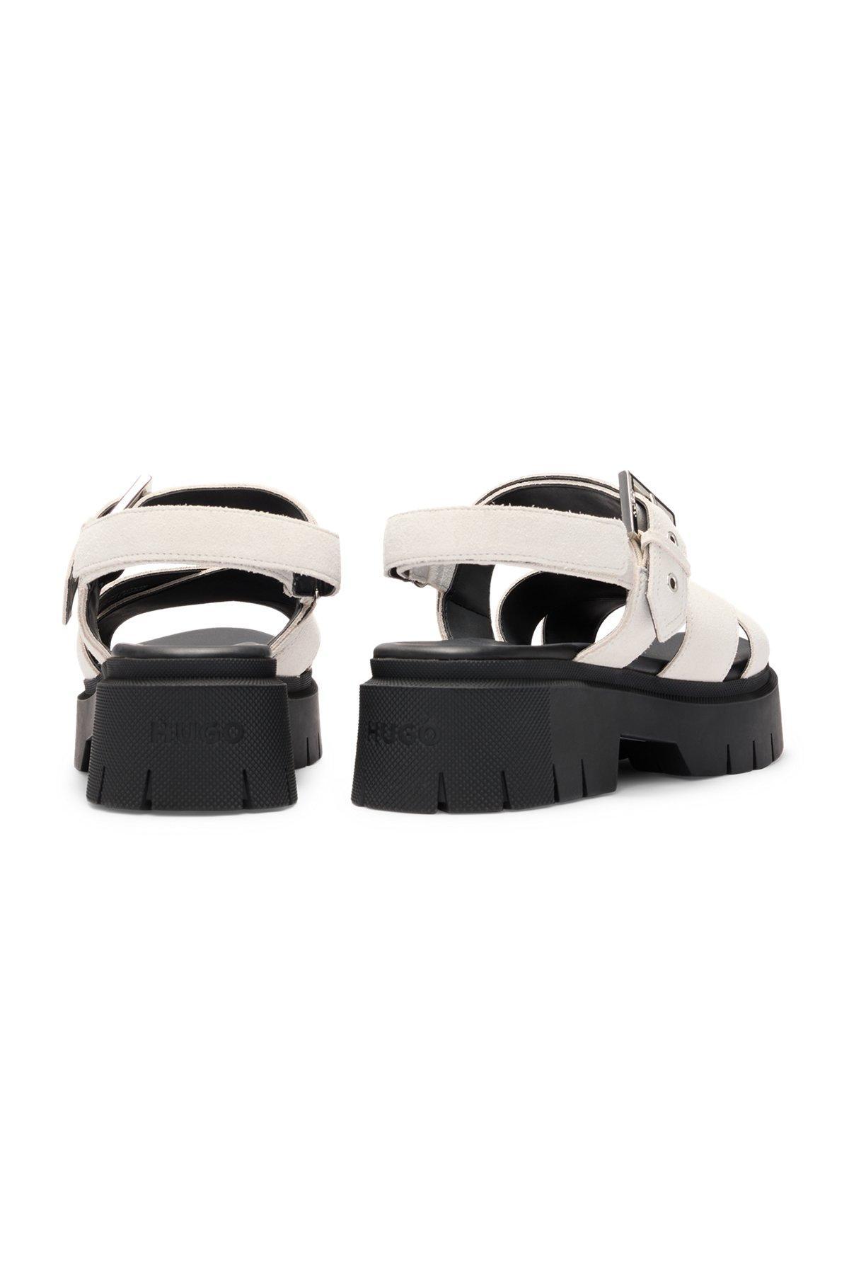 Suede sandals with buckled strap and chunky sole Product Image