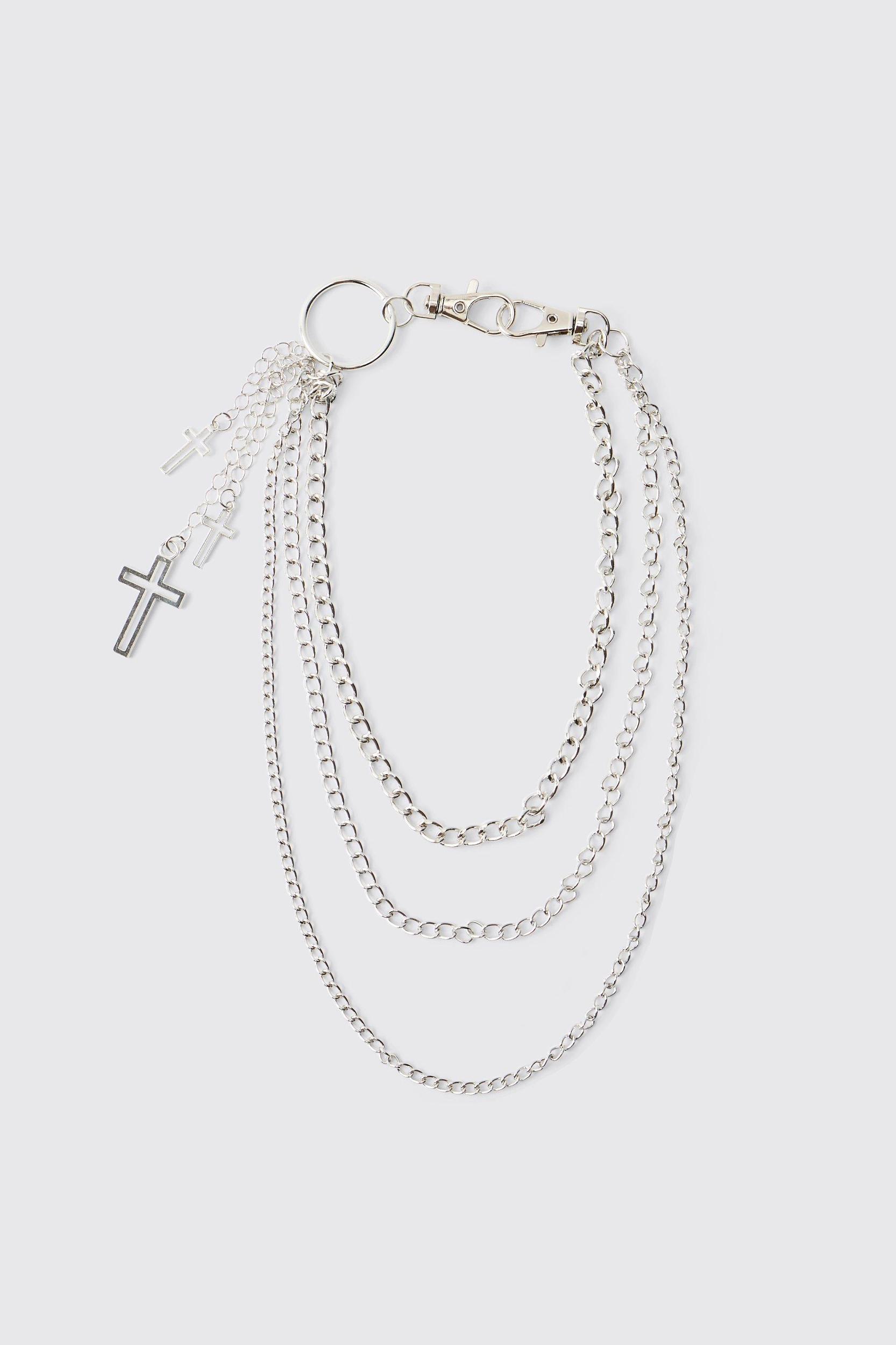 Layered Chain With Cross | boohooMAN USA Product Image