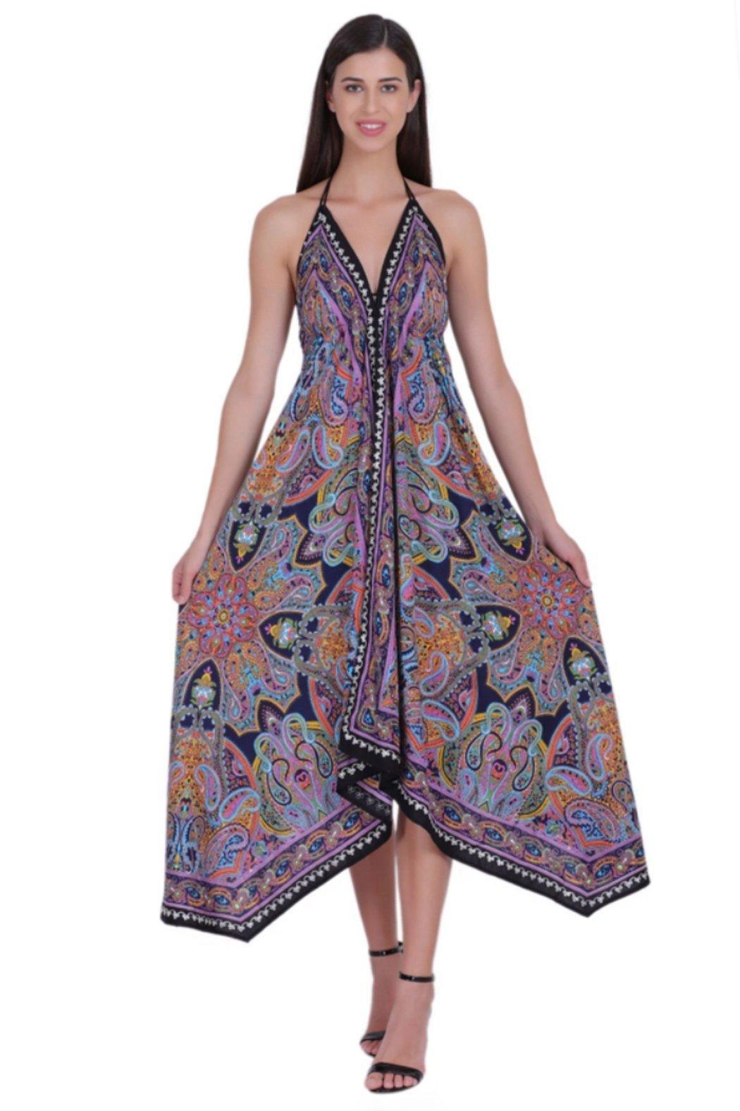 Paisley Print Halter-Style Scarf Dress Product Image