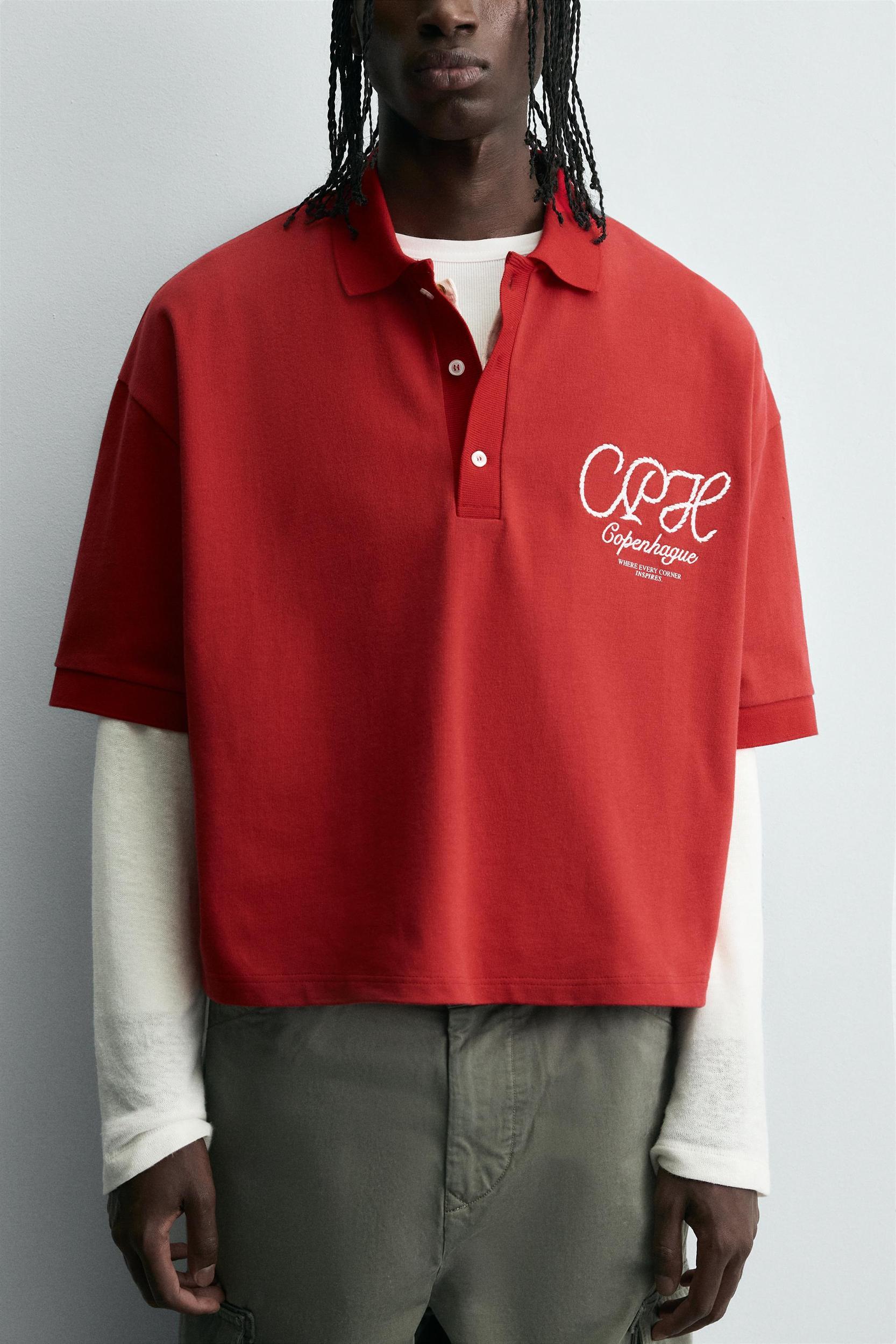 EMBROIDERED TEXT POLO SHIRT Product Image