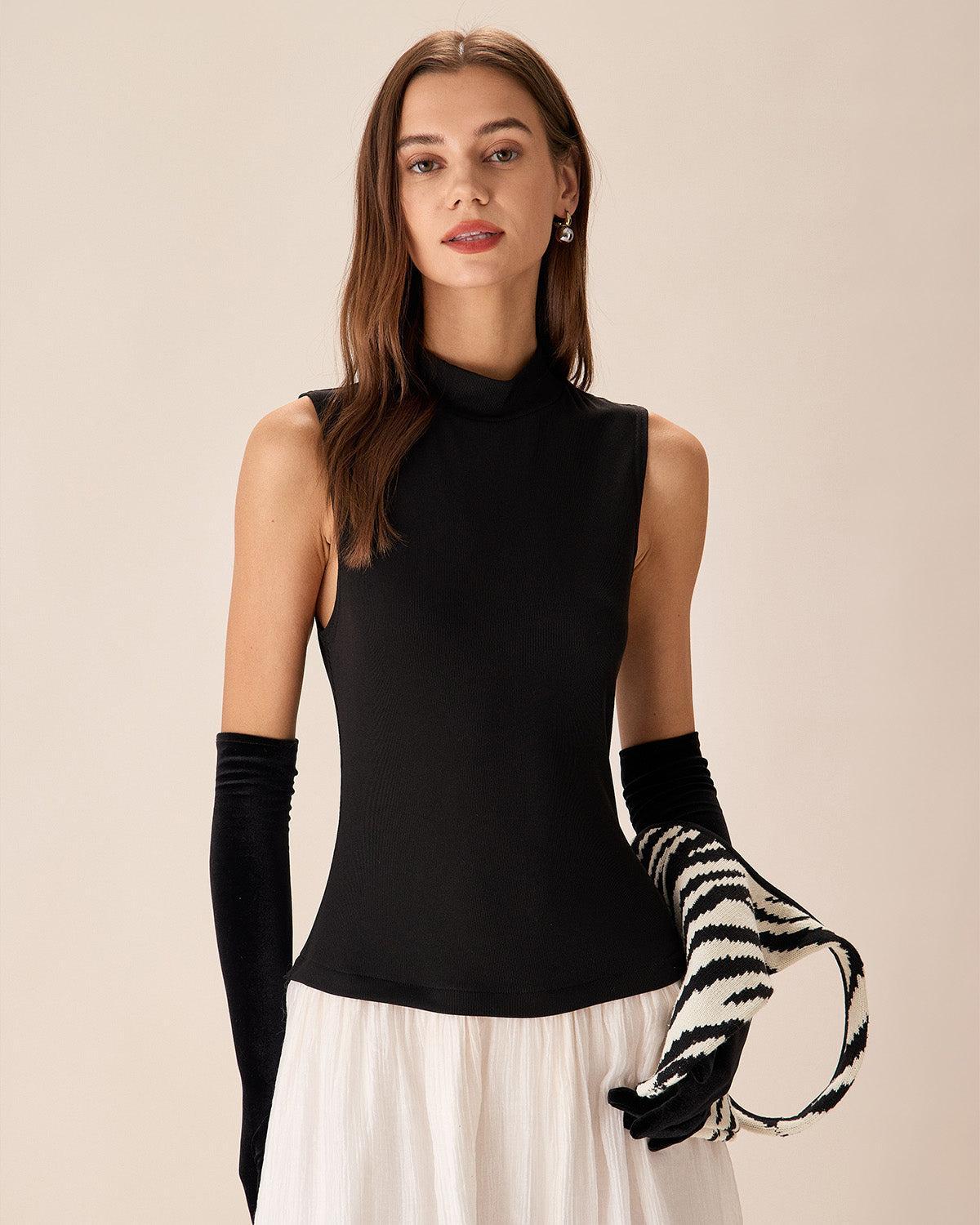 Black Contrasting Knit Ribbed Maxi Dress Product Image