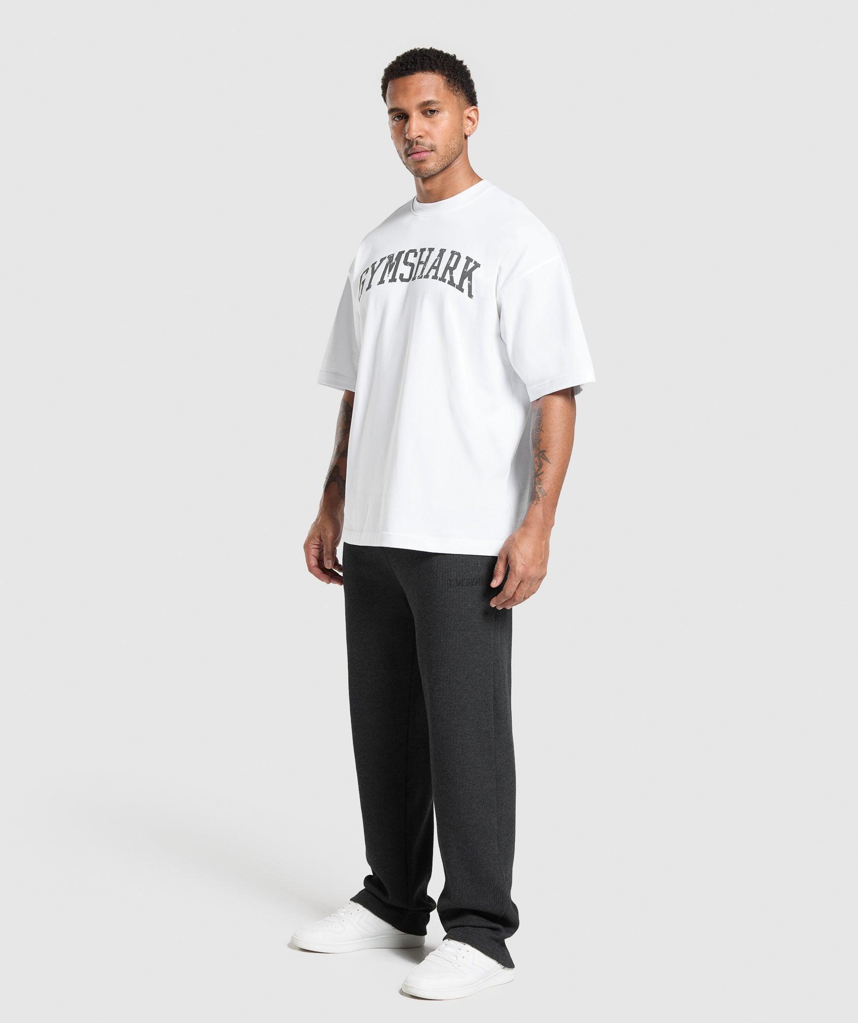 Gymshark Waffle Straight Leg Joggers - Black Male Product Image