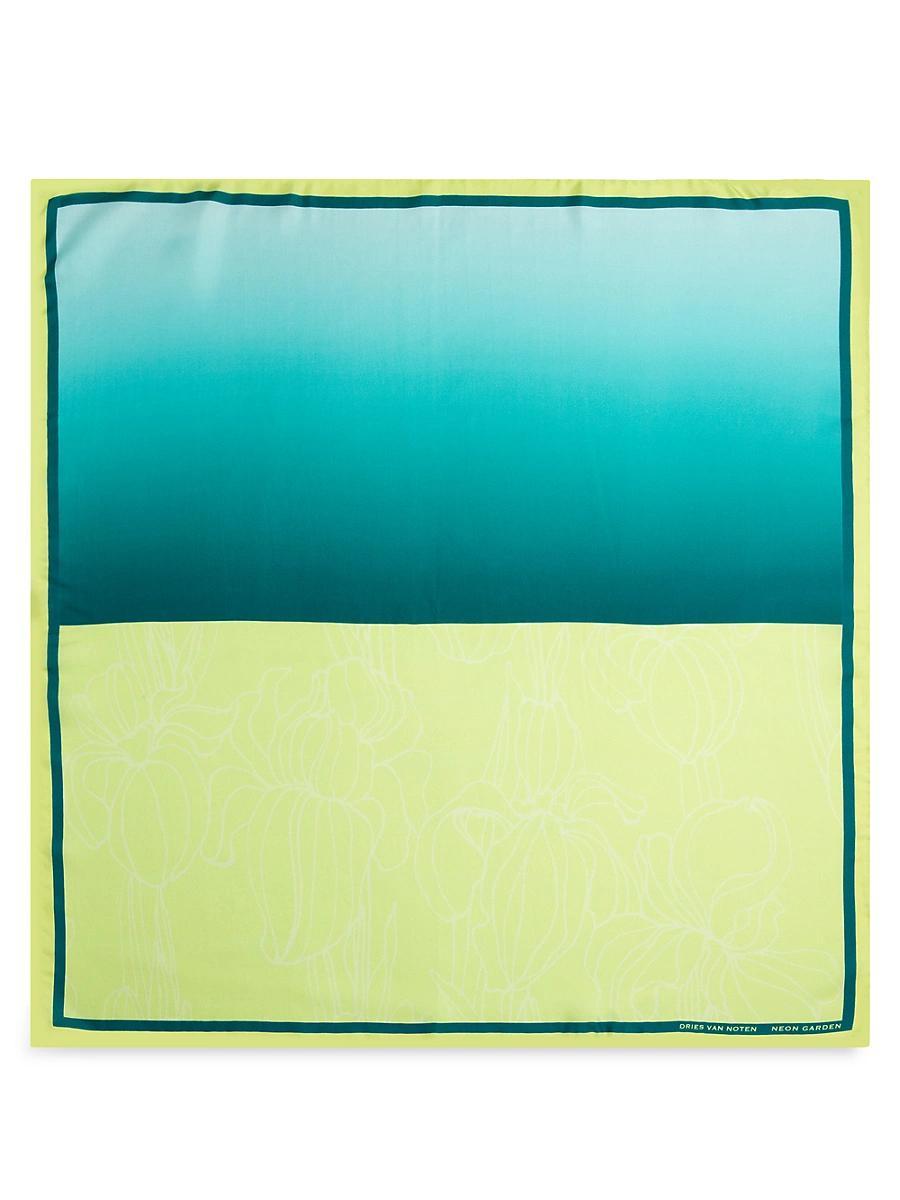 Womens Neon Garden Silk Foulard Scarf Product Image