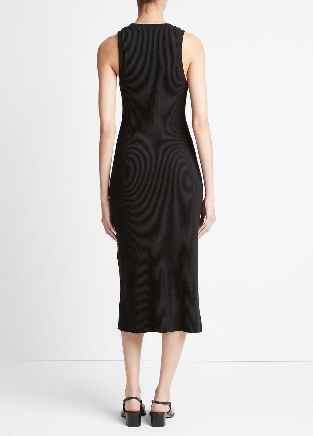 Womens Ribbed High-Neck Tank Dress, Black, Size M Vince Product Image