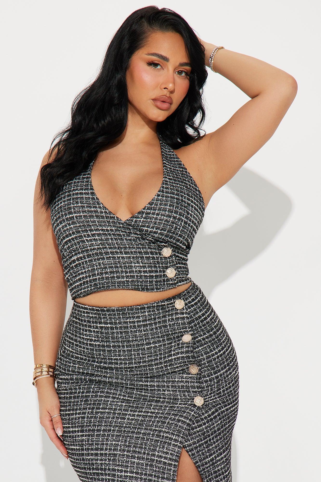 So Polished Tweed Skirt Set - Black Product Image