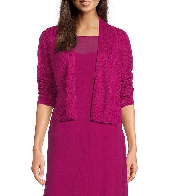 Eileen Fisher Organic Linen Blend Knit Open Front Long Sleeve Cardigan Product Image