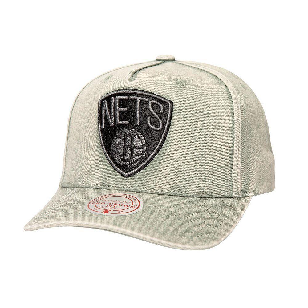 Men's Mitchell & Ness Gray Brooklyn Nets Washed Out Tonal Logo Snapback Hat, Grey Product Image