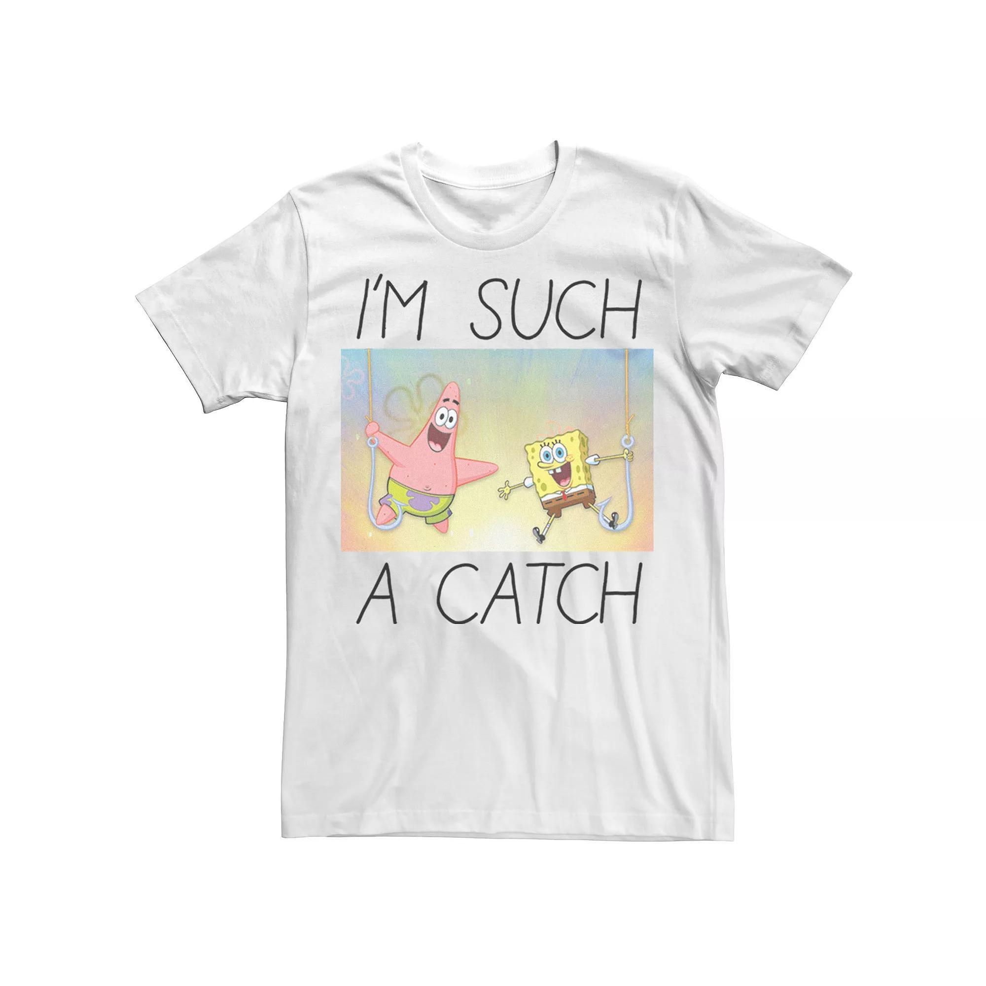 Men's Spongebob I'm Such A Catch Portrait Tee, Size: 3XL, White Product Image