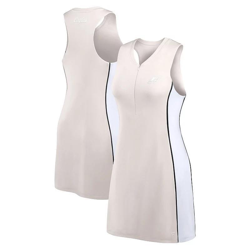 Women's Fanatics Cream Philadelphia Eagles Studio Boost Athletic Half-Zip Dress, Size: 3XL, Beige Product Image