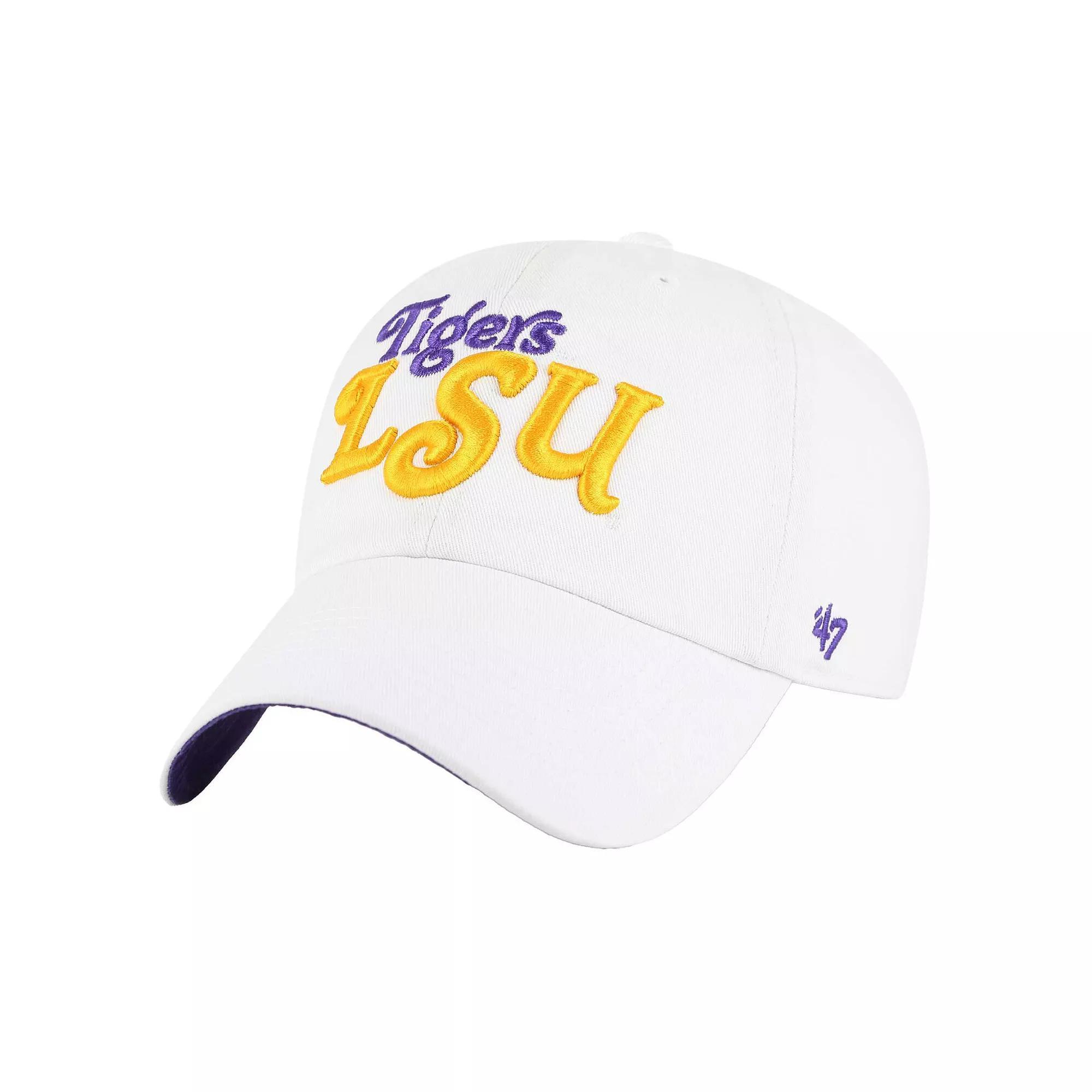 Women's '47 White LSU Tigers Pensacola Clean Up Adjustable Hat Product Image