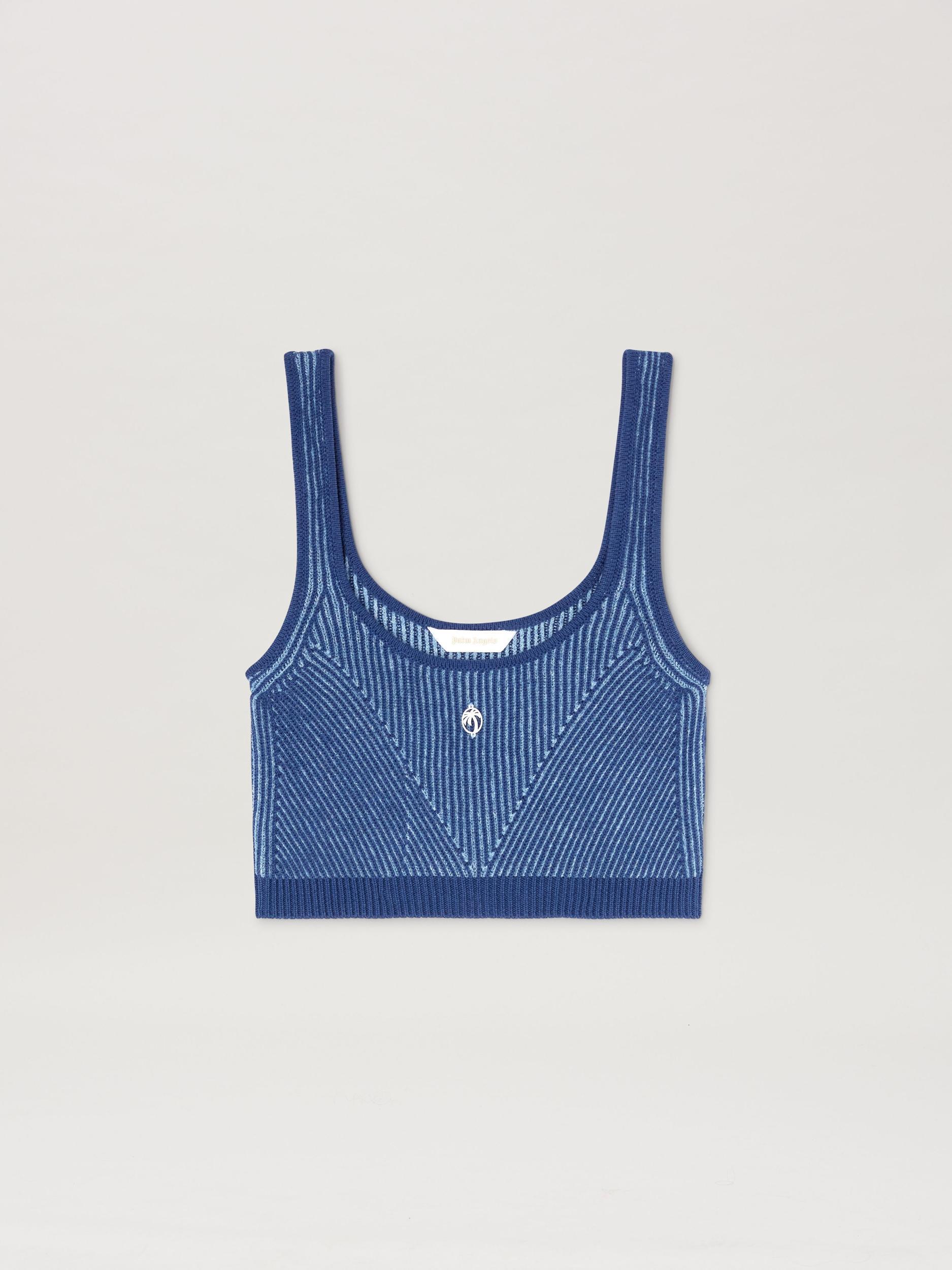 2TONE RIB KNIT TOP INDIGO BLUE - LIGHT B Product Image