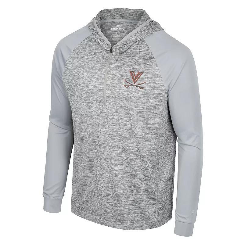 Men's Colosseum Gray Virginia Cavaliers Cybernetic Raglan Quarter-Zip Hooded Top, Size: XL, Grey Product Image