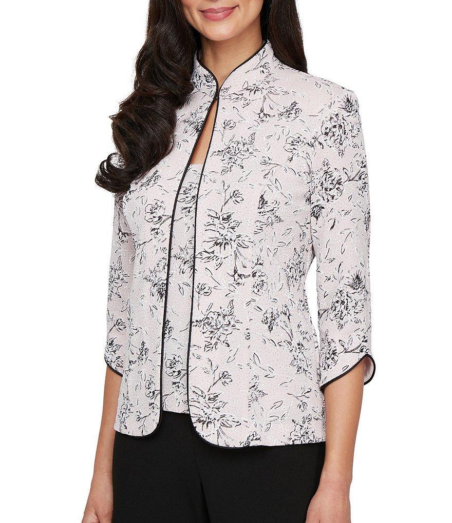 Alex Evenings 3/4 Sleeve Printed Jacquard Twinset Product Image