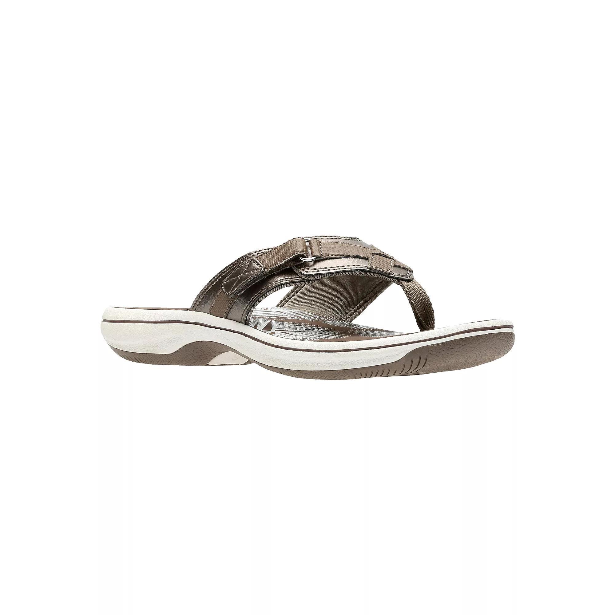 Clarks Breeze Sea Cloudstepper Womens Flip Flop Sandals Silver Product Image