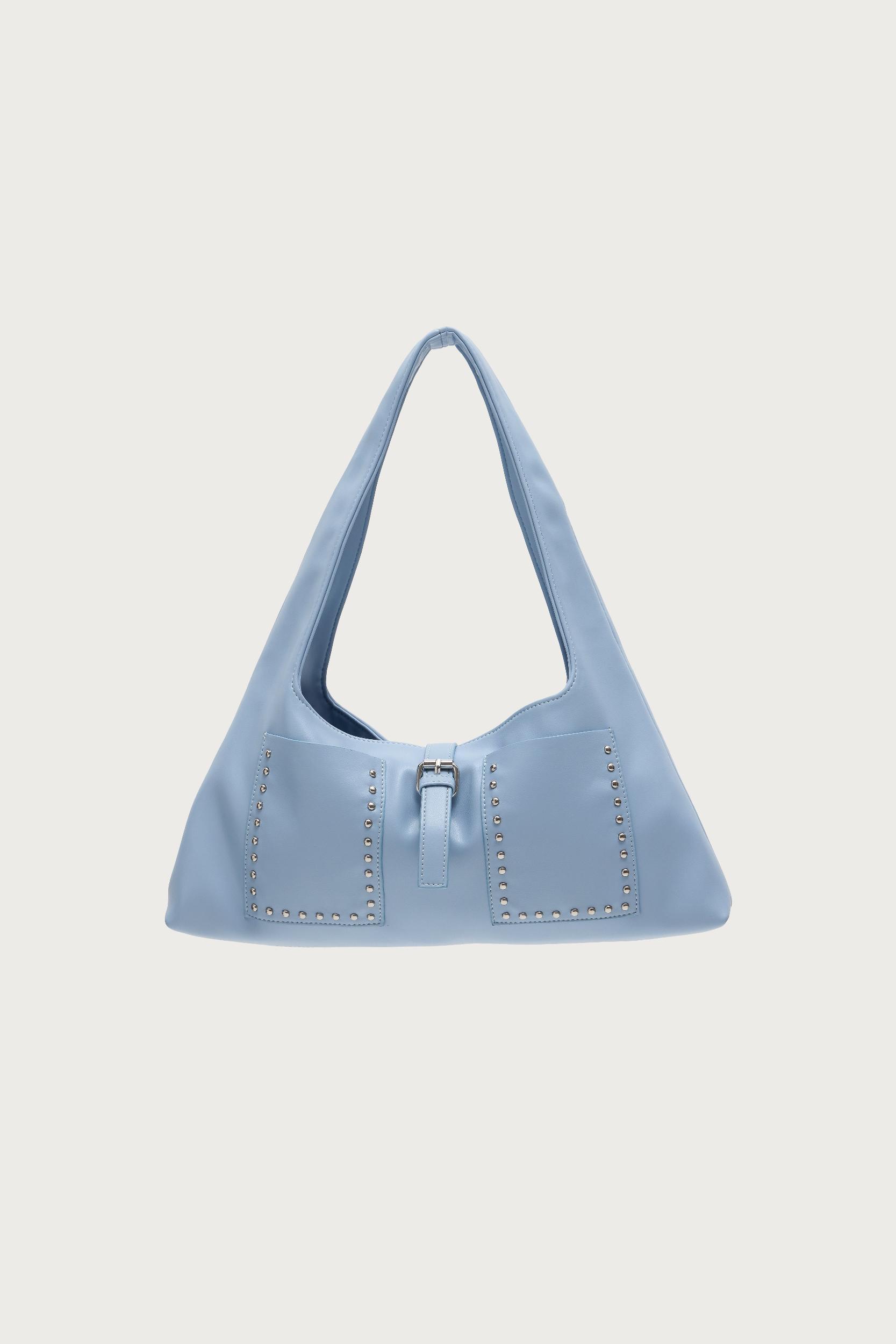 Edgy Studded Faux Leather Shoulder Bag Product Image